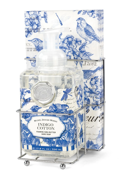 Indigo Cotton Foaming Hand Soap Napkin Set