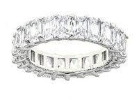 White Diamond CZ Emerald Cut Eternity Ring