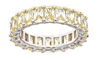 Yellow Diamond CZ Emerald Cut Eternity Ring