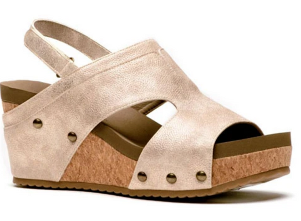 Mario Wedge Sandal, Gold
