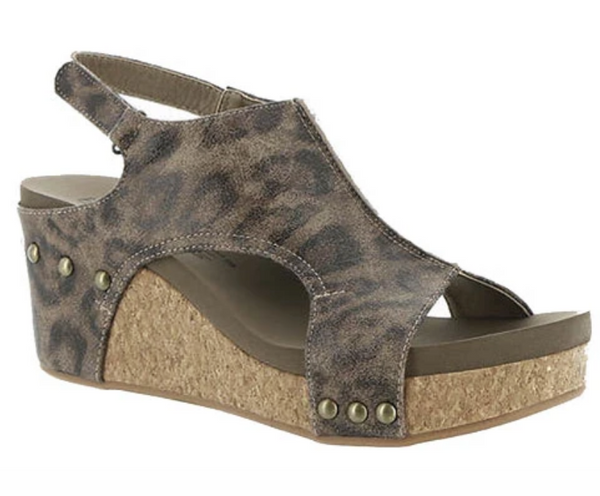 Carley Wedge Sandal, Distressed Leopard