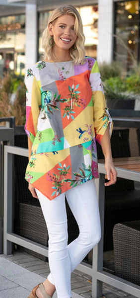 Coconut Grove Colorblock tunic with asymmetrical hem