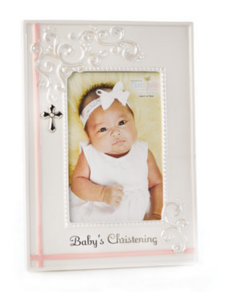Pink Baby's Christening Frame
