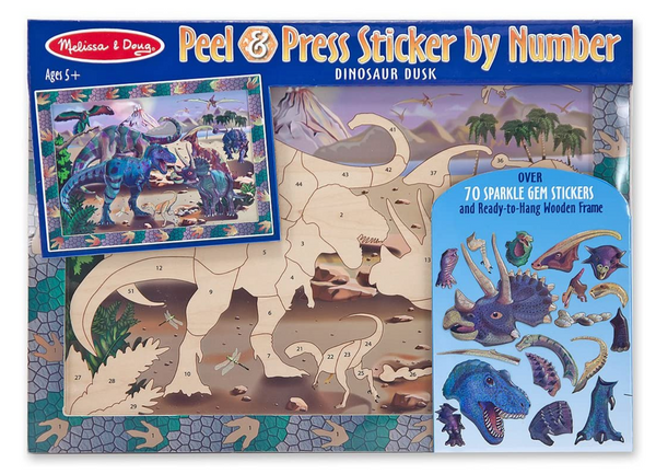 Peel and Press Sticker by Number Activity Kit: Dinosaur Dusk