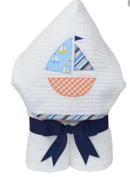 Sailboat Boxed Hooded Towel Set, Blue