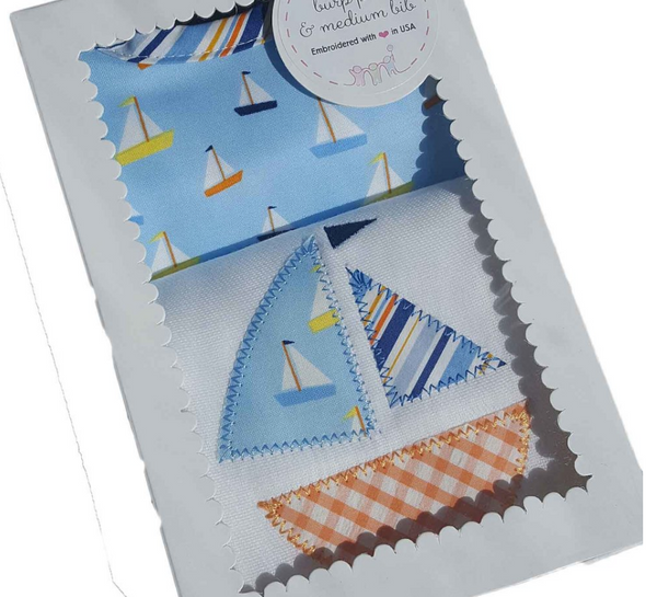 Sailboat Basic Bib & Burp Box Set