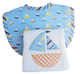 Sailboat Basic Bib & Burp Box Set