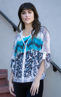 Ali Miles Animal Tie Dye Printed Mesh Jacket with Printed Tank