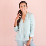 Faceplant Bamboo 3/4 sleeve cardigan, Aqua Mist