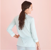 Faceplant Bamboo 3/4 sleeve cardigan, Aqua Mist