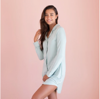 Faceplant Bamboo Boyfriend Nightshirt, Aqua Mist