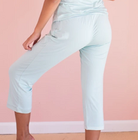 Faceplant Bamboo Capri Pajama Pants, Aqua Mist