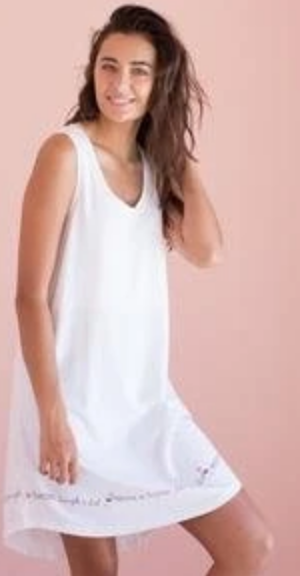 Sweet Dreams Sleeveless Sleepshirt, White