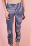 Bamboo Cotton Loungewear Capri Legging, Earl Grey/Pink Stripe