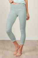 Bamboo Cotton Loungewear Capri Legging, Earl Grey/Aqua Mist Stripe