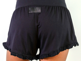 Faceplant Bamboo Ruffle Shorts, Black