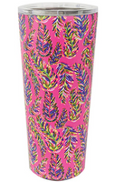 Mary Square Stainless Large Tumbler, Pink Frond