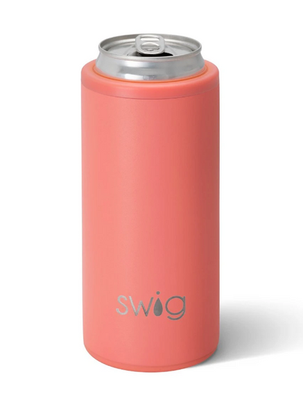 Matte Coral Skinny Can Cooler (12 oz.)