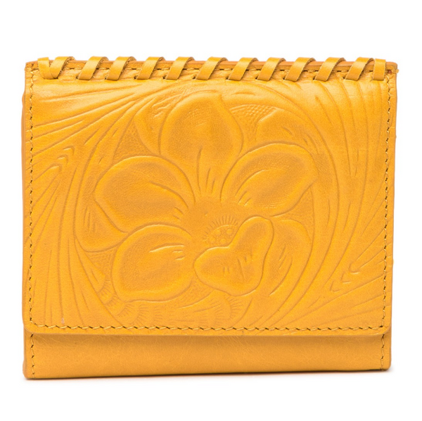 Stitch Credit Card Wallet, Embossed Amber